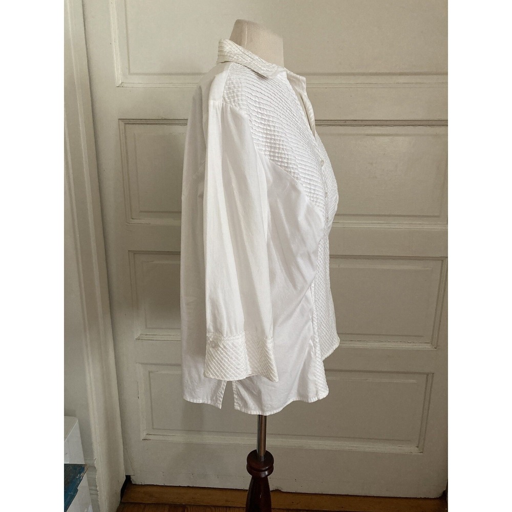 Cottagecore AUTOGRAPH  women white shirt size 1x plus curvy Long Sleeve career - Picture 5 of 10